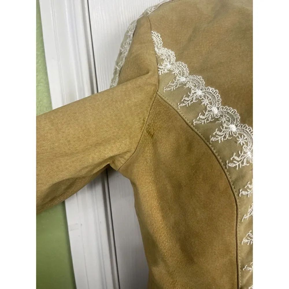 Cervelle Beige Leather With White Lace Trim Jacket Women’s Size Large - Picture 10 of 16